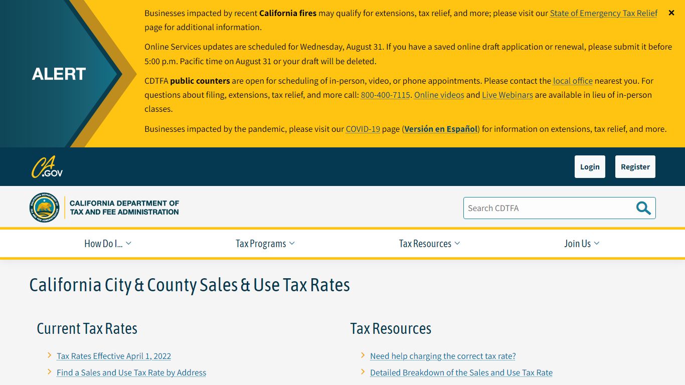 California City & County Sales & Use Tax Rates