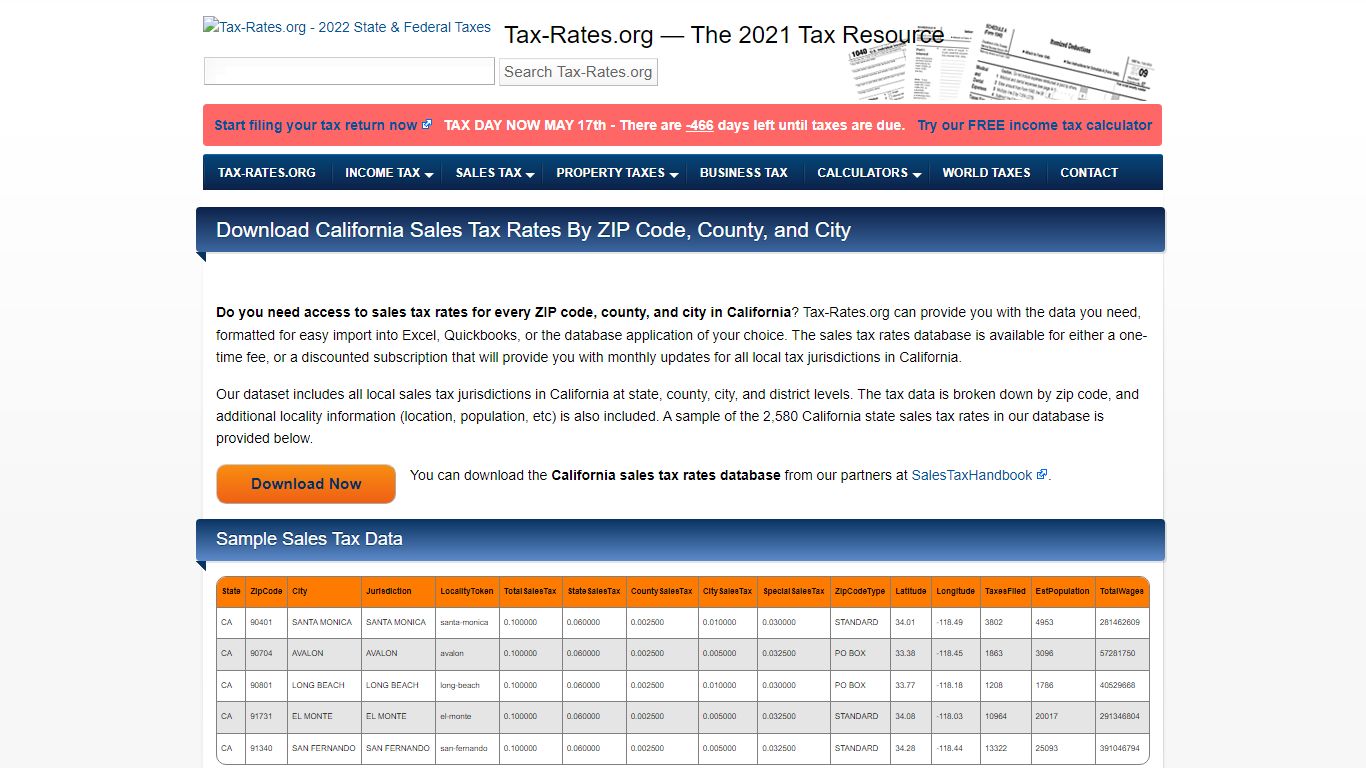 Download California Sales Tax Rates By County & Zip Code