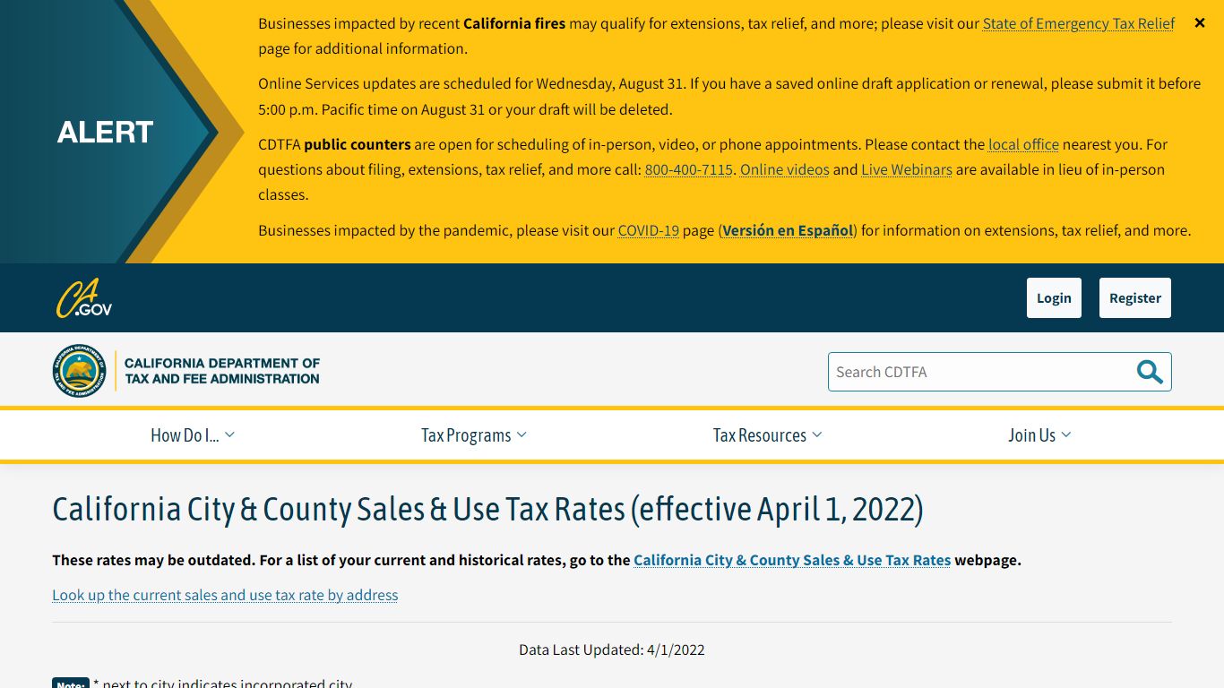 California City and County Sales and Use Tax Rates - CDTFA