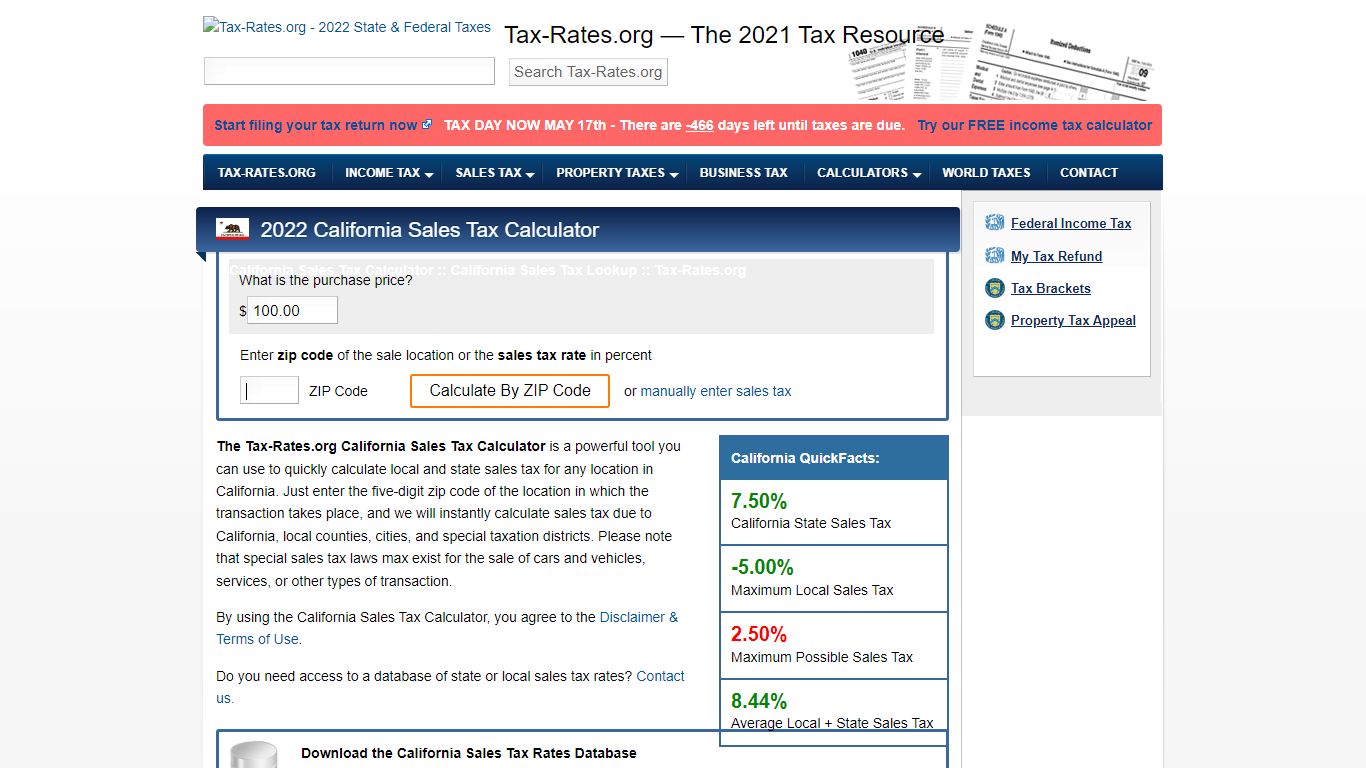 California Sales Tax Calculator - Tax-Rates.org